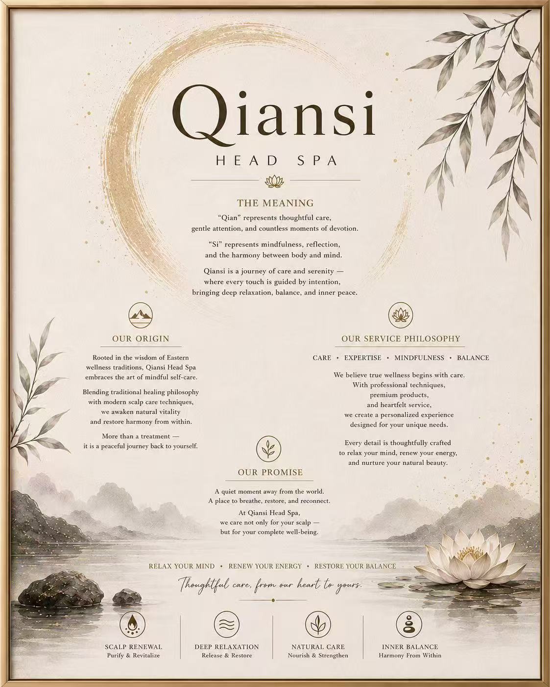 Qiansi Head Spa story and service philosophy